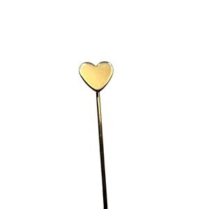 Vintage Gold Tone Heart Lapel Pin Stick Hat Pin Fashion Jewelry Accessory 2 in L